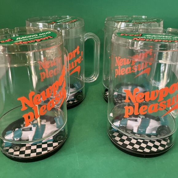 Vtg NEWPORT Cigarettes Grand Prix Racing Car Drinking Glasses Lot of 4 New! - Picture 9 of 9